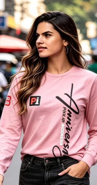 Kaos Anniversary 8 Pink Lengan Panjang
